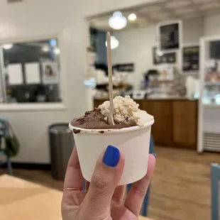 Small with two choices: coffee and fierce chocolate