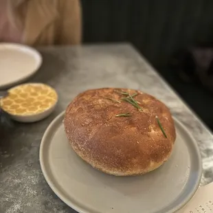 Focaccia with honey butter - yum!