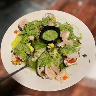 Ousters with Ceviche and Aguaschili