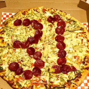for my aunts 31st anniversary. Instead of cake, I ordered the founders special and asked them to use pepperoni to write out 31.