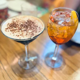 Espresso Martini and Aperol Spritz