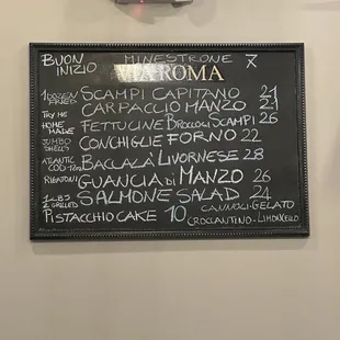 Specials menu