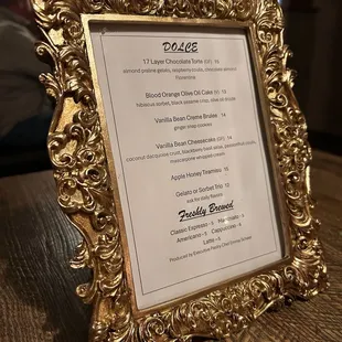 Dessert Menu