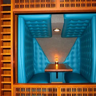 Booth in the grotto.