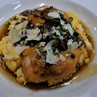 Chicken Marsala over Homemade Creamy Polenta special $30 as of 1/26/24