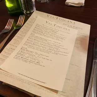 a menu on a table