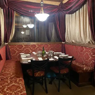 a dining room with a banquet table