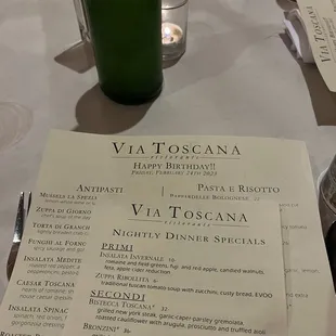 Personalized menu