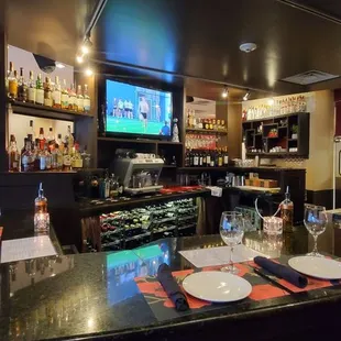 the bar and dining area