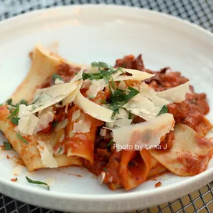 Pappardelle alla Zozzona ($27) guanciale, sausage, egg yolk, grana