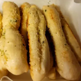 Bread sticks with marinara sauce, Also delicious .