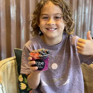 Kids can build their own mini acai bowl!