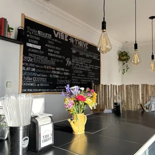 ows a blackboard with a menu on it