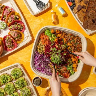 a spread of food