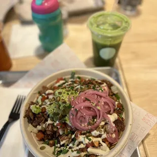 a bowl of food on a table
