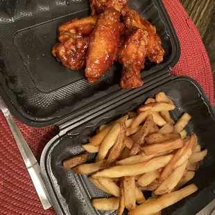 chicken wings and french fries
