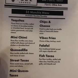 $5 menu
