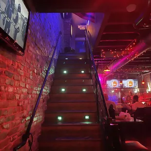 the stairs leading to the bar