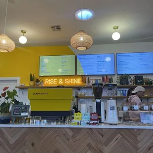 the interior of a coffee shop