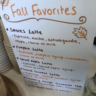 Fall drink specials