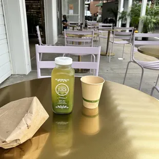 Witches brew green juice and a cortado