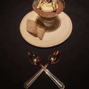 Chocolate Budino with spoons