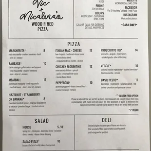 Menu, well laid out and easy to read