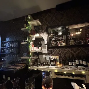 wine glasses on the bar