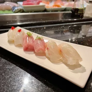 Ika ($5), Toro ($14), Madai ($9)