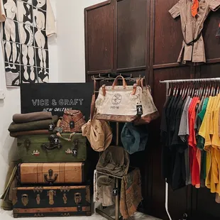 Vintage trunks, tees and bags