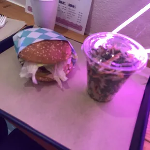 Chicken sandwich with kale crunch salad