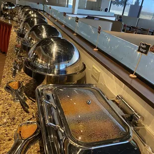 Chafing dishes on the buffet