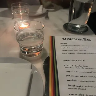 The menu and ambience