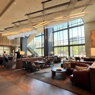 the lobby of a hotel