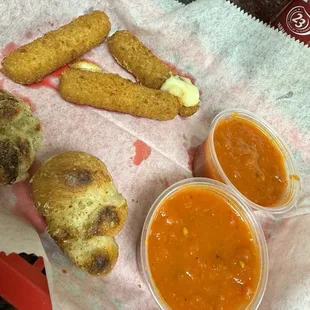 Mozzarella Sticks and 7 Piece Garlic Knots