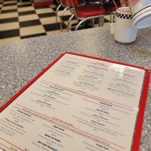 a menu on a table