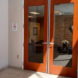 The entrance to the lobby. The reception staff will let me know you're here - I'll be right out!