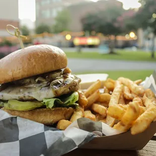 Vicki Vail's turkey teriyaki burger - juicy and delicious! Fries are outstanding.