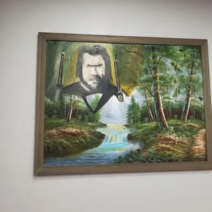 a painting of a man with a pipe