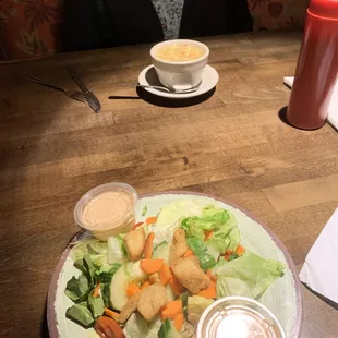 Homemade soup and salad