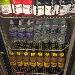 a refrigerator full of drinks