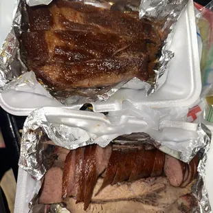 Pork Ribs. Sausage. Brisket