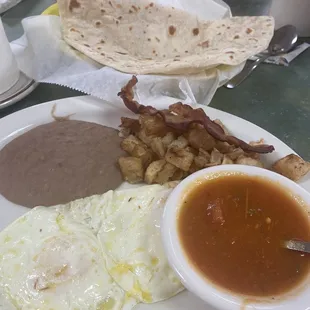 Ranchero Eggs with salsa on the side...their flour tortillas are delicious.