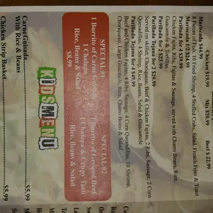 Menu as of 05/07/2016