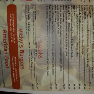 Menu as of 05/07/2016