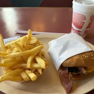 The double bacon burger combo.