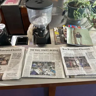 Daily newspaper for users to read. SF Chronicle, New York Times, Wall Street Journal, Sac Bee