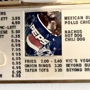 Menu - burgers