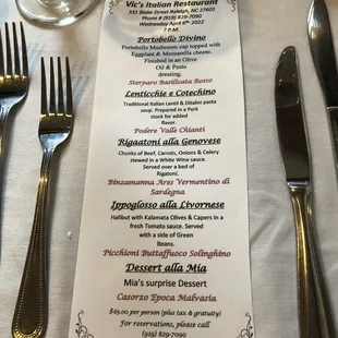 menu