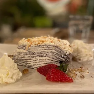 Ube crepe cake to finish